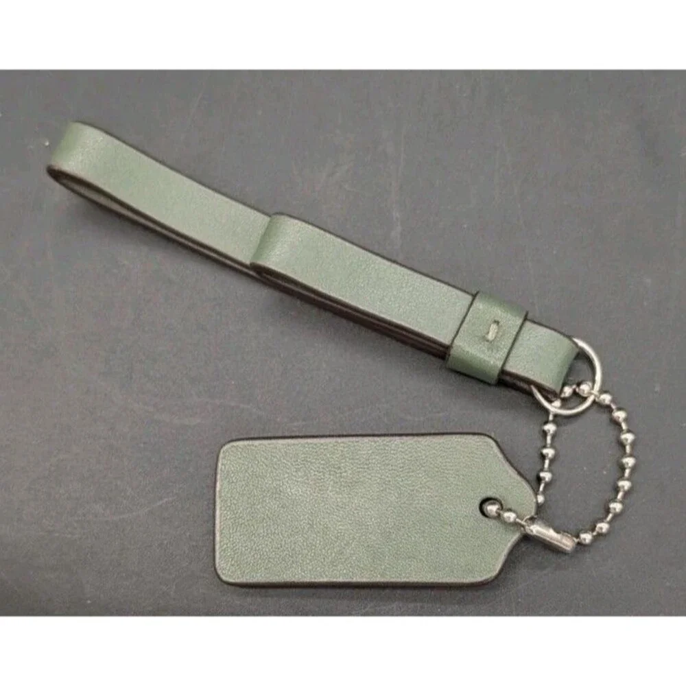COACH Small Hang Tag Replacement Green Leather Bag Charm Keychain